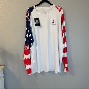 Hardcore Fish & Game Men’s fishing shirt. Size 4XL. NWT. Patriotic. UPF 50.